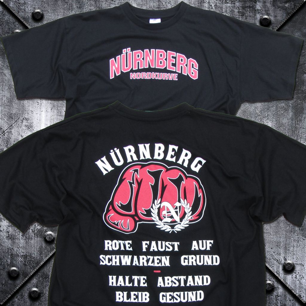 T-Shirt 'Nürnberg Nordkurve' Rote Faust  Schwarz