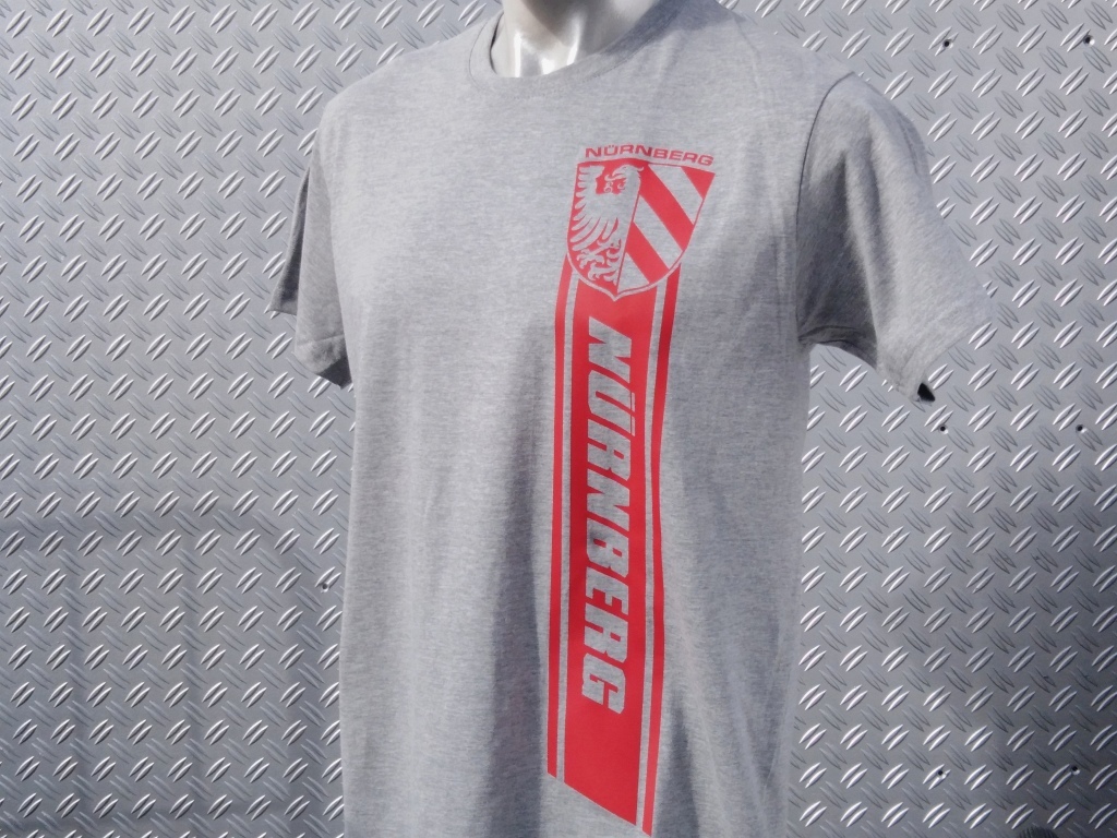 T-Shirt einseitig bedruckt  Nürnberg Streifen grau meliert
