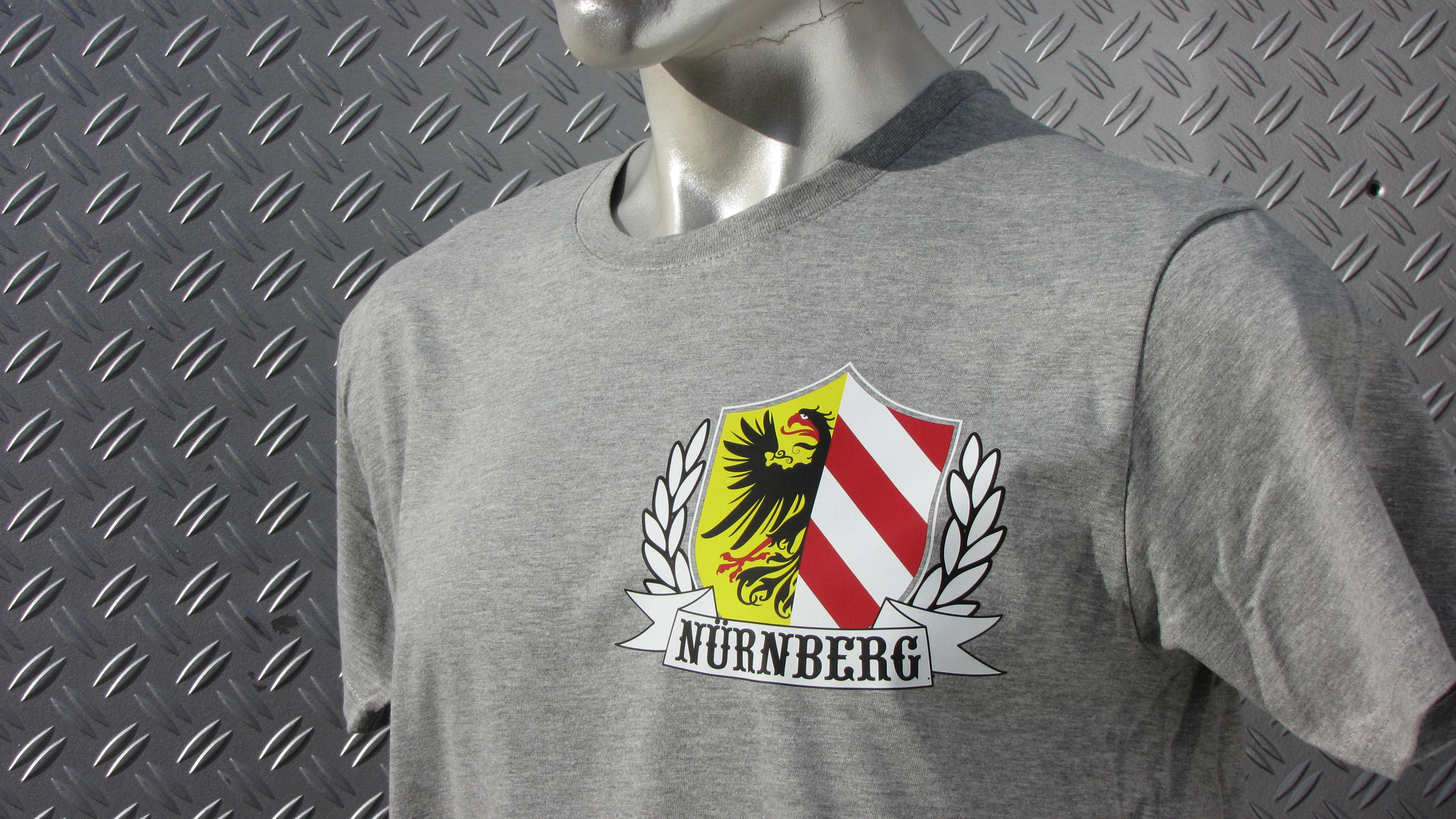 T-Shirt einseitig bedruckt  Stadtwappen Lorbeerkranz grau melier