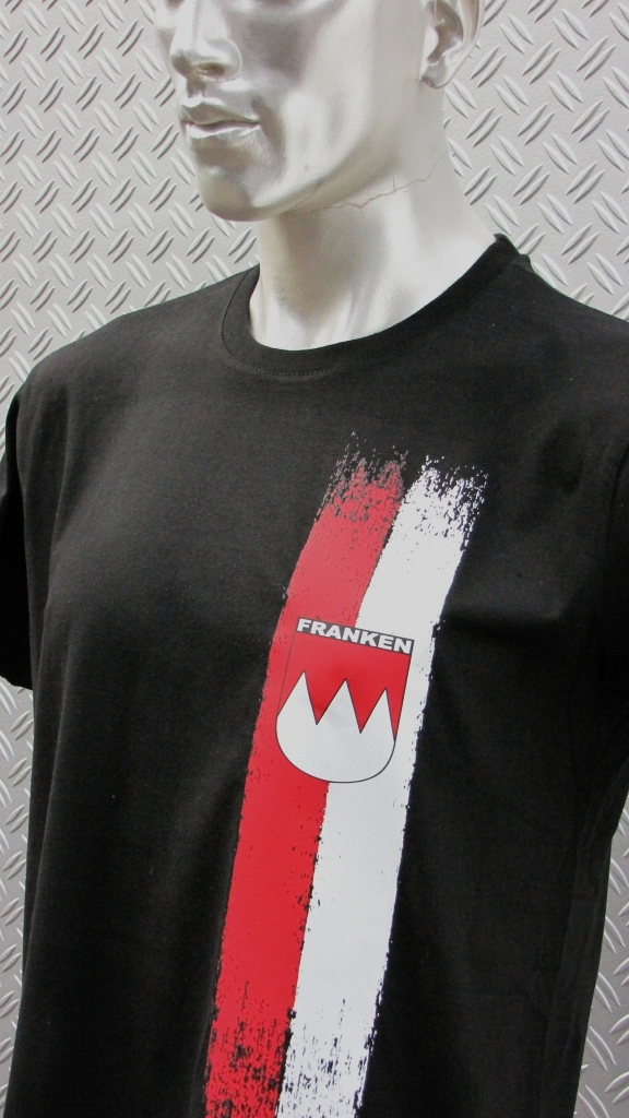 T-Shirt einseitig bedruckt  Franken Vintage Streifen   schwarz